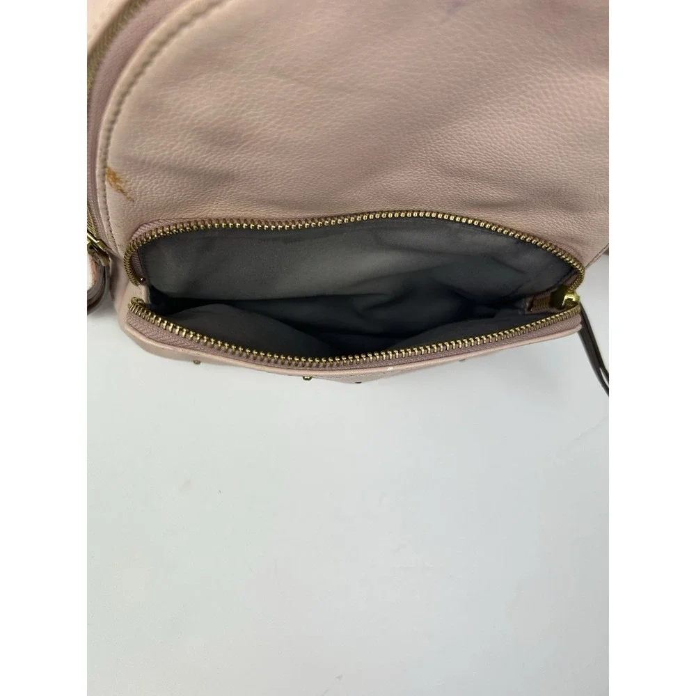 Fossil Studded Light Pink Backpack Brown Straps Gold Hardware Wallet Set